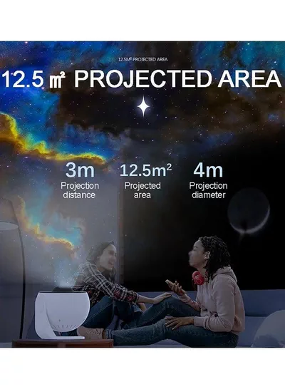 360 Degree Rotating Tabletop Star, Galaxy and Planetarium Projector Featuring Large Projection Area with 4K Replaceable 12 Discs, Ideal Night Light Show for Kids and Adults in White-5