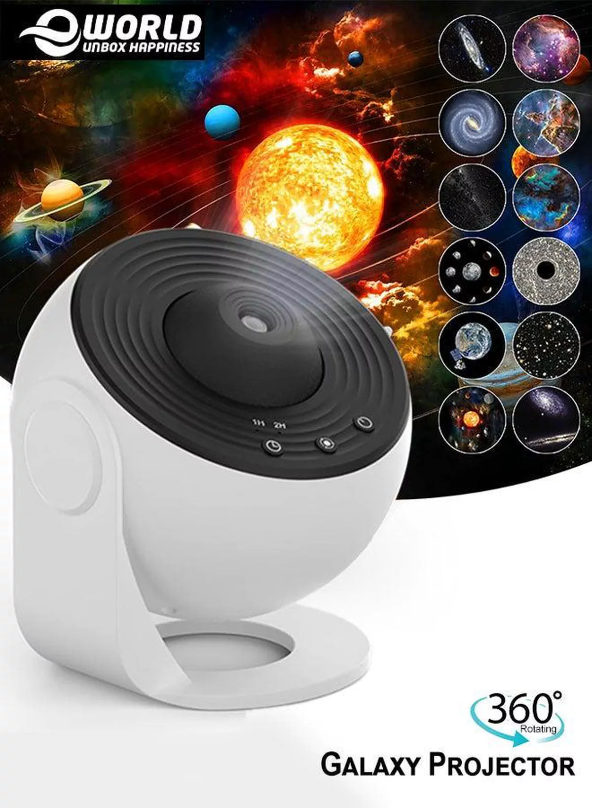 360 Degree Rotating Tabletop Star, Galaxy and Planetarium Projector Featuring Large Projection Area with 4K Replaceable 12 Discs, Ideal Night Light Show for Kids and Adults in White