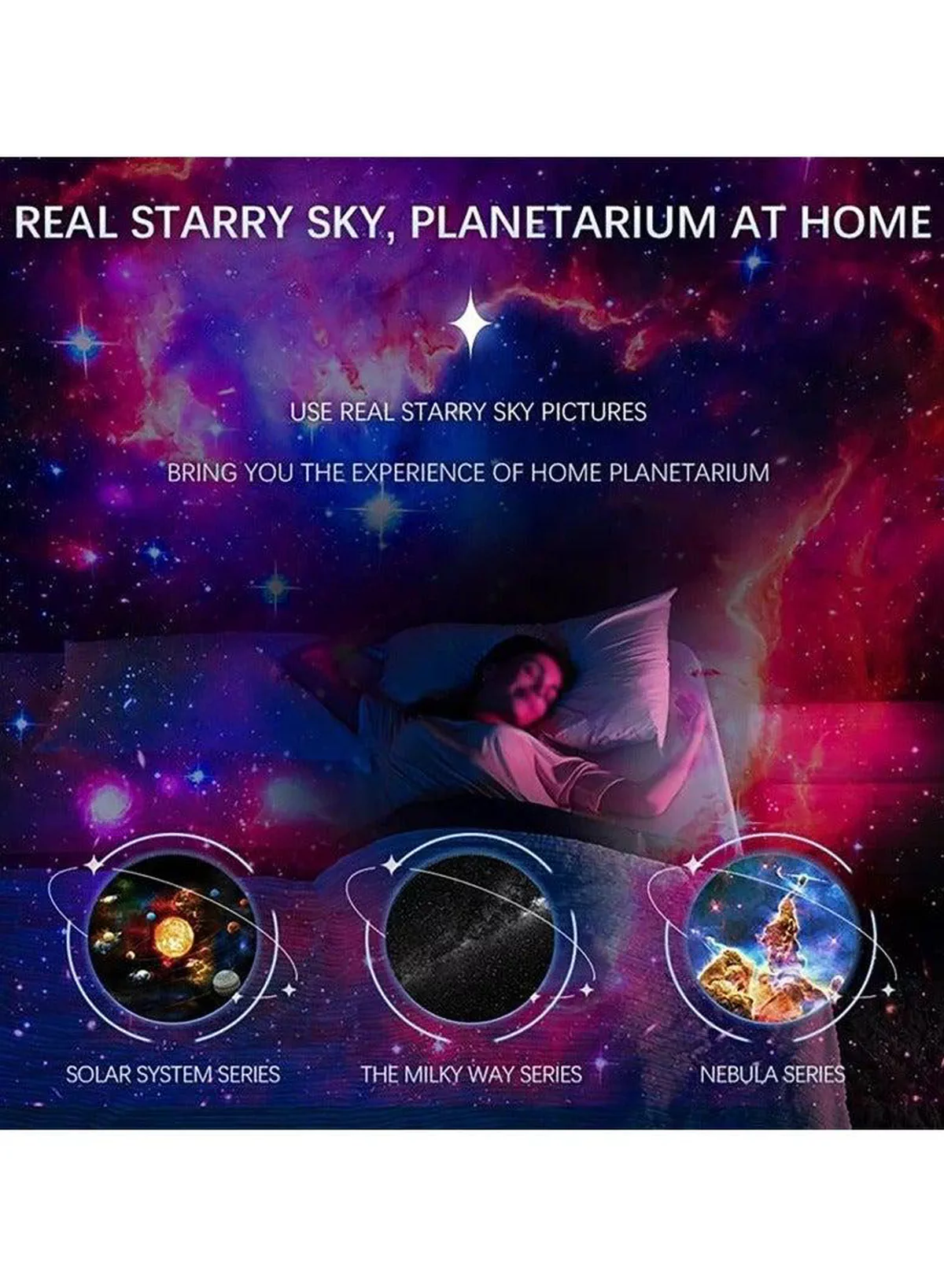 360 Degree Rotating Tabletop Star, Galaxy and Planetarium Projector Featuring Large Projection Area with 4K Replaceable 12 Discs, Ideal Night Light Show for Kids and Adults in White-7-7
