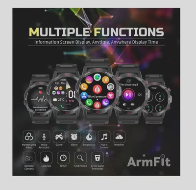 ARMFIT Hulk Smartwatch For Men, AMOLED Always On Display Bluetooth Calling Waterproof Fitness Watches Compatible With Android iOS Black-3
