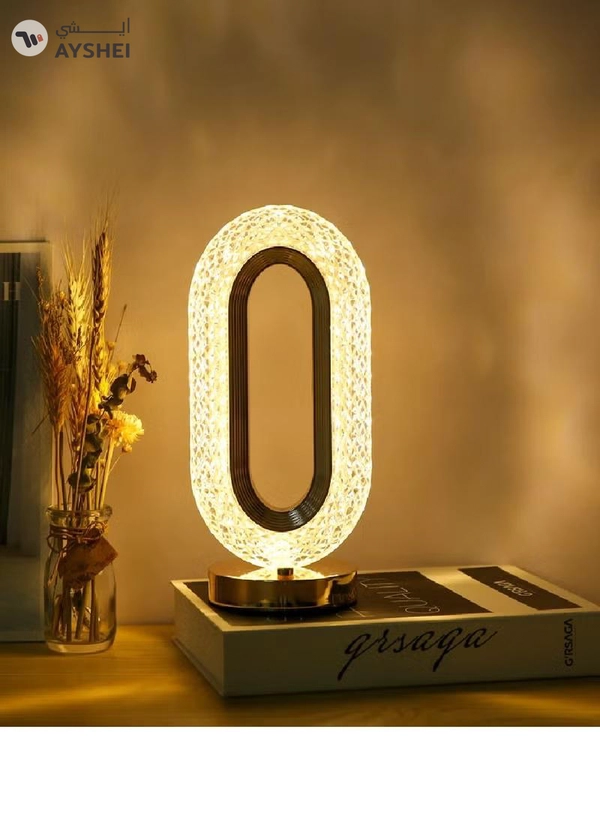 Yuwell Crystal Table Lamp Rose Diamond Touch Lamp With USB 3 Color Crystal LED Light 3 Light Intensities Tactile Switch