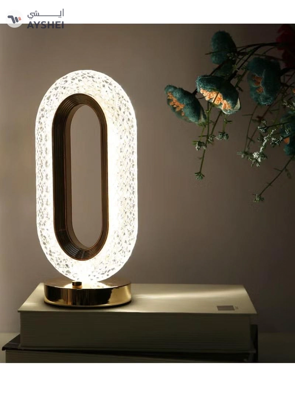 Yuwell Crystal Table Lamp Rose Diamond Touch Lamp With USB 3 Color Crystal LED Light 3 Light Intensities Tactile Switch