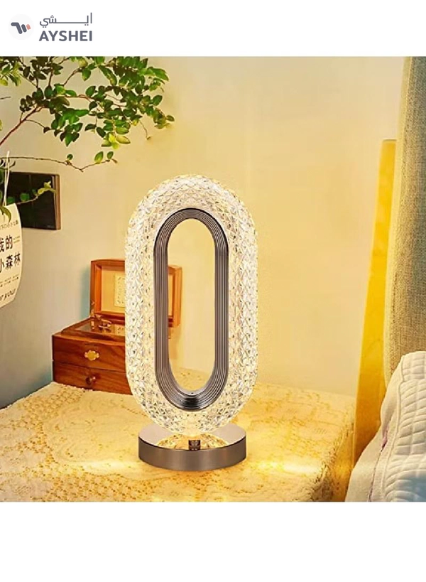 Yuwell Crystal Table Lamp Rose Diamond Touch Lamp With USB 3 Color Crystal LED Light 3 Light Intensities Tactile Switch