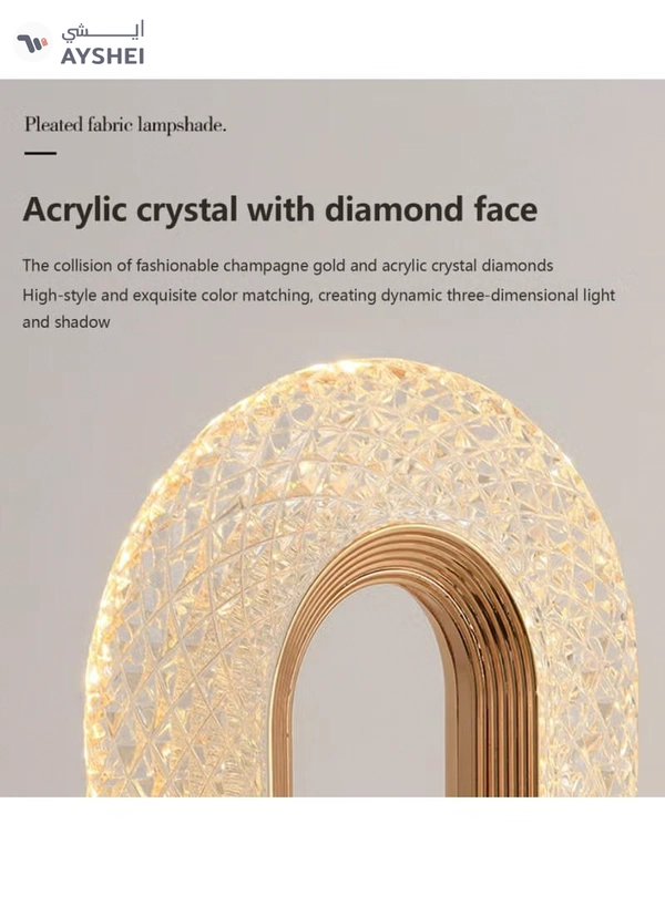 Yuwell Crystal Table Lamp Rose Diamond Touch Lamp With USB 3 Color Crystal LED Light 3 Light Intensities Tactile Switch