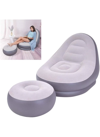 DubaiGallery Inflatable lounge chair with Extra foot mat, multi-function purpose with air pump 2-in-1 air nozzle design makes it inflate and deflate quickly-3
