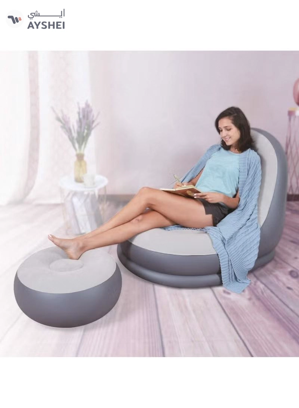 DubaiGallery Inflatable lounge chair with Extra foot mat, multi-function purpose with air pump 2-in-1 air nozzle design makes it inflate and deflate quickly