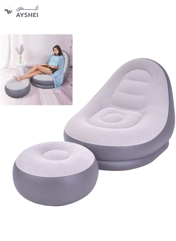 DubaiGallery Inflatable lounge chair with Extra foot mat, multi-function purpose with air pump 2-in-1 air nozzle design makes it inflate and deflate quickly