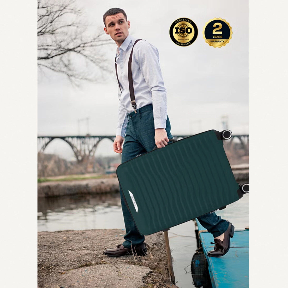 Para John TRACE Series - 3 Piece Expandable Polypropylene Luggage Set with 360 Dual Wheels | Durable, Lightweight & Stylish 20,24,28 Sizes- Dark Green-5-5