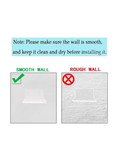 Eworld 7-Ledges Acrylic Adhesive Wall Shelves, Clear Mini Floating Shelf with Smooth Rounded Edges-4