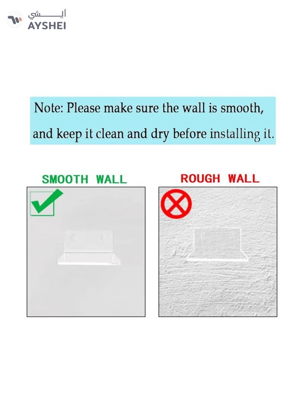 Eworld 7-Ledges Acrylic Adhesive Wall Shelves, Clear Mini Floating Shelf with Smooth Rounded Edges
