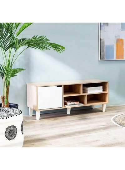 DubaiGallery Modern Wooden TV Stand with Storage Shelves and Cabinet – 120 cm-1