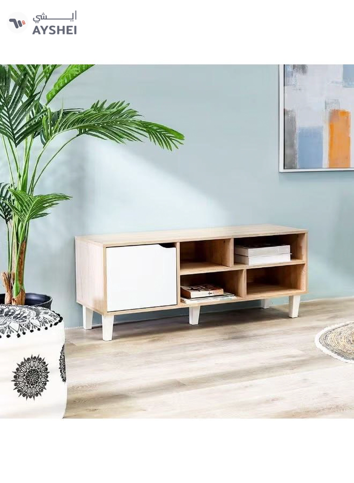 DubaiGallery Modern Wooden TV Stand with Storage Shelves and Cabinet – 120 cm-1-1