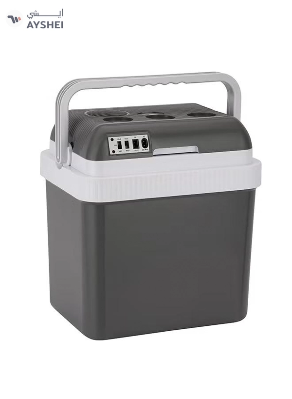 GEEPAS Hot & Cold Car Fridge with AC/DC Working Mode, Suitable for Car and Home Use, Easy to Carry Portable Refrigerator with Durable PP Material Construction GCF63062 Grey & white