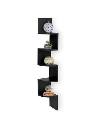 Eworld 5 Tier Floating Wall Mount Corner Shelve For Bedroom and Living Room-1