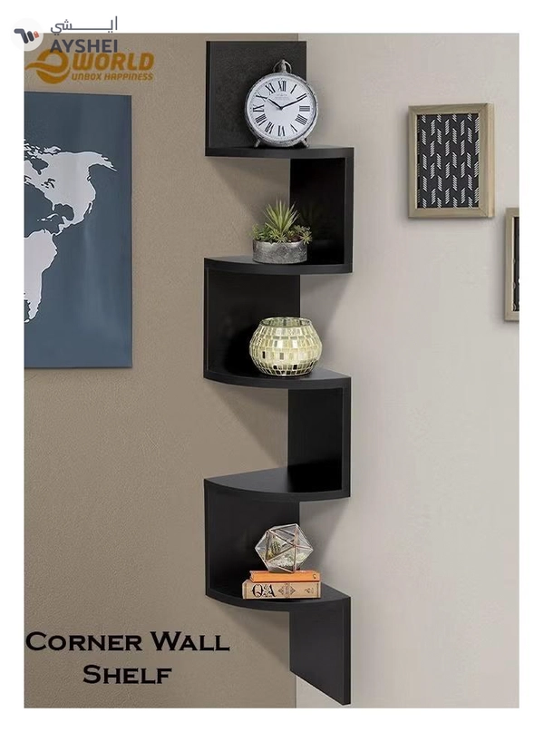 Eworld 5 Tier Floating Wall Mount Corner Shelve For Bedroom and Living Room
