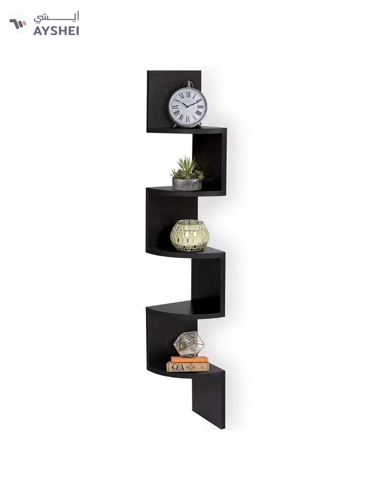 Eworld 5 Tier Floating Wall Mount Corner Shelve For Bedroom and Living Room-1-1