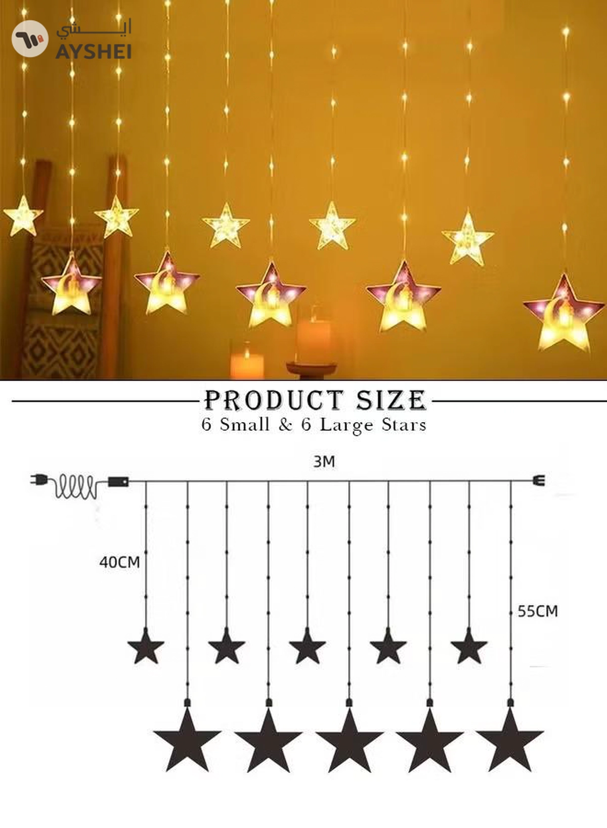 Eworld LED String Lights with 8 Lighting Modes for Eid and Ramadan Decorations-4-4