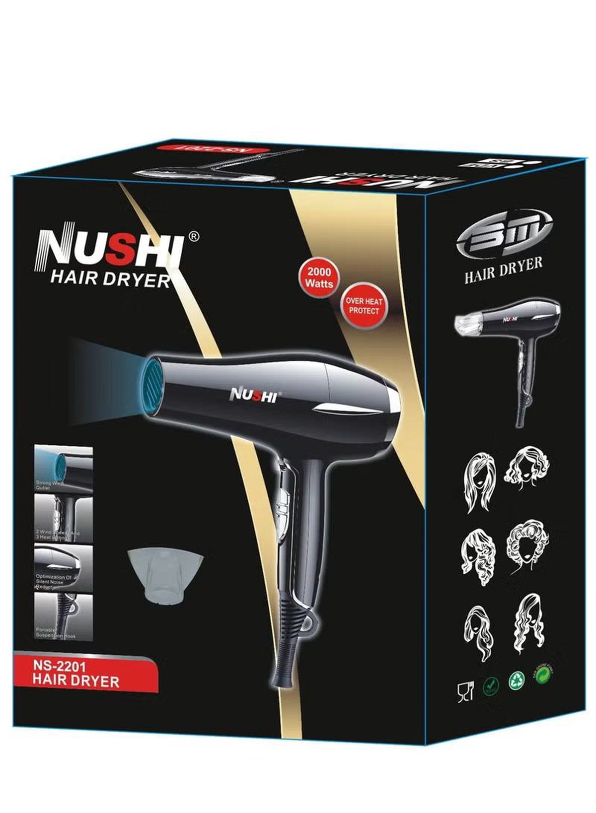 NUSHI PROFESSIONAL HAIR DRYER 2000 W-1-1