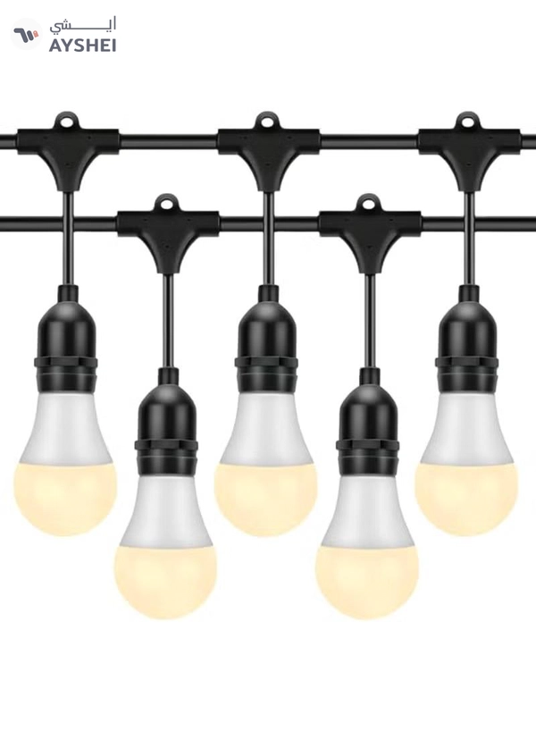 Yuwell Outdoor Waterproof IP65 Led String Lights E27 Holder 15 Meter Bulb Holder Wire With 30 LED Bulbs 9W Warm White With EU Plug Solar Bulb Holder For Ramadan Decoration Lights And Outdoor Decoration Light Hanging Light String Wire Ramadan Light For Commercial Patio Garden & Porch Yard