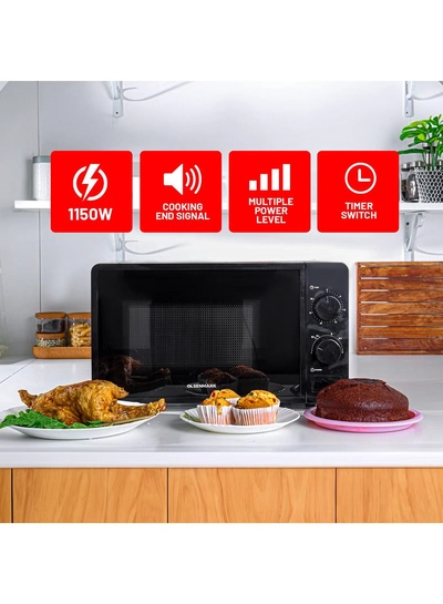 Olsenmark Electric Microwave Oven, 5 Multiple Power Levels with Easy Controls and Cooking End Signal, Perfect for Reheating, Defrosting, Cooking 20 L 1150 W OMMO2343W Black-2