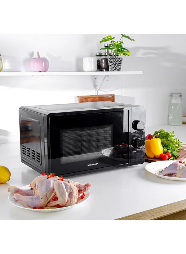 Olsenmark Electric Microwave Oven, 5 Multiple Power Levels with Easy Controls and Cooking End Signal, Perfect for Reheating, Defrosting, Cooking 20 L 1150 W OMMO2343W Black