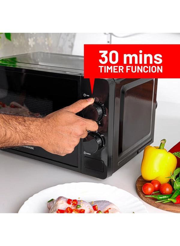 Olsenmark Electric Microwave Oven, 5 Multiple Power Levels with Easy Controls and Cooking End Signal, Perfect for Reheating, Defrosting, Cooking 20 L 1150 W OMMO2343W Black