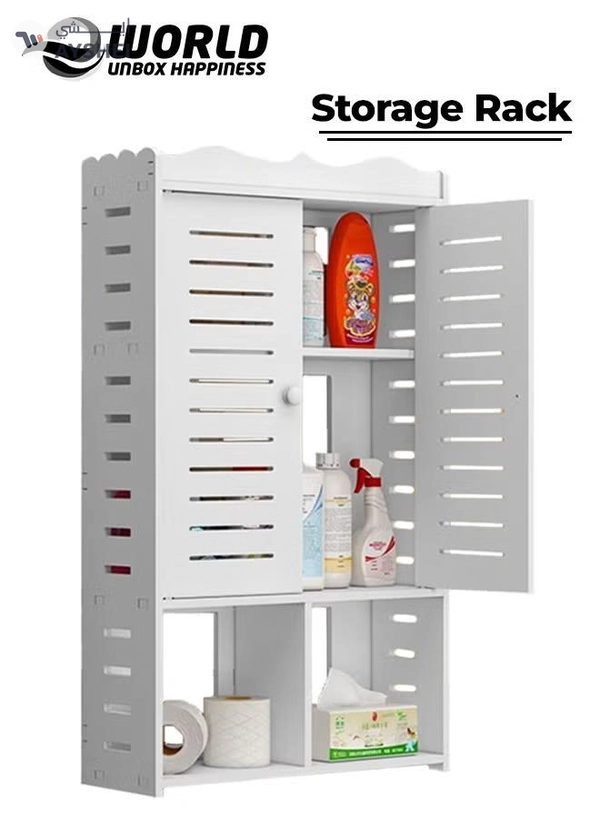 Eworld Premium 3-tier Plastic Wall-Mounted Bathroom Cabinet with Doors