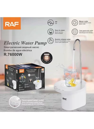 RAF Electric Water Pump R.76000G – Quiet Operation & Easy Cleaning Make everyday hydration easier with this compact electric water pump featuring a low-noise 4W motor, three-speed water outlet, quick-release water function, and easy-to-clean construction for reliable and convenient household operation.-6