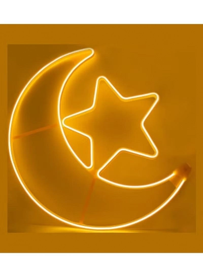 Yuwell Ramadan LED String Light Yellow Moon And Star For Indoors Home Decor Outdoors Decorations Ramadan Celebration Light 60CM With UK Plug 3-Pin Plug-1