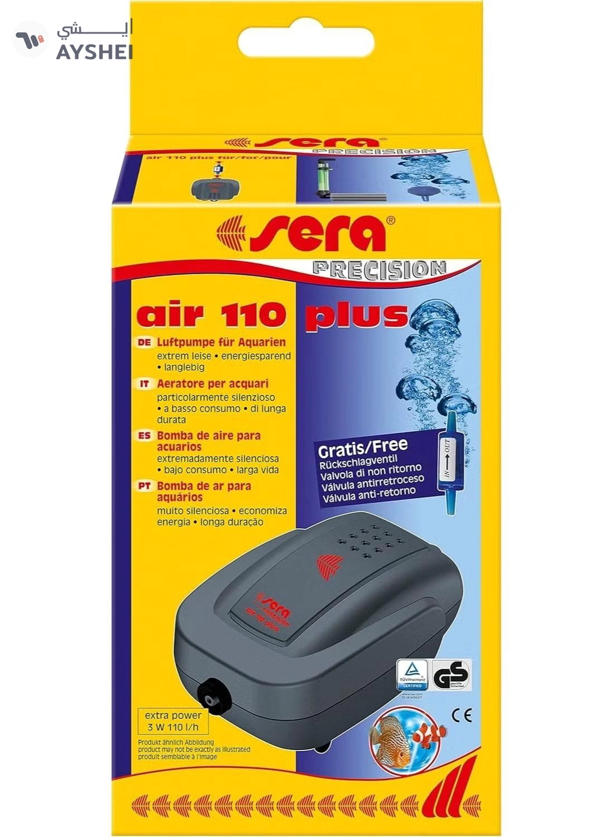 Sera Air 110 Plus 08812 Aquarium Air Pump 110 Lh At 3 W Extremely Light