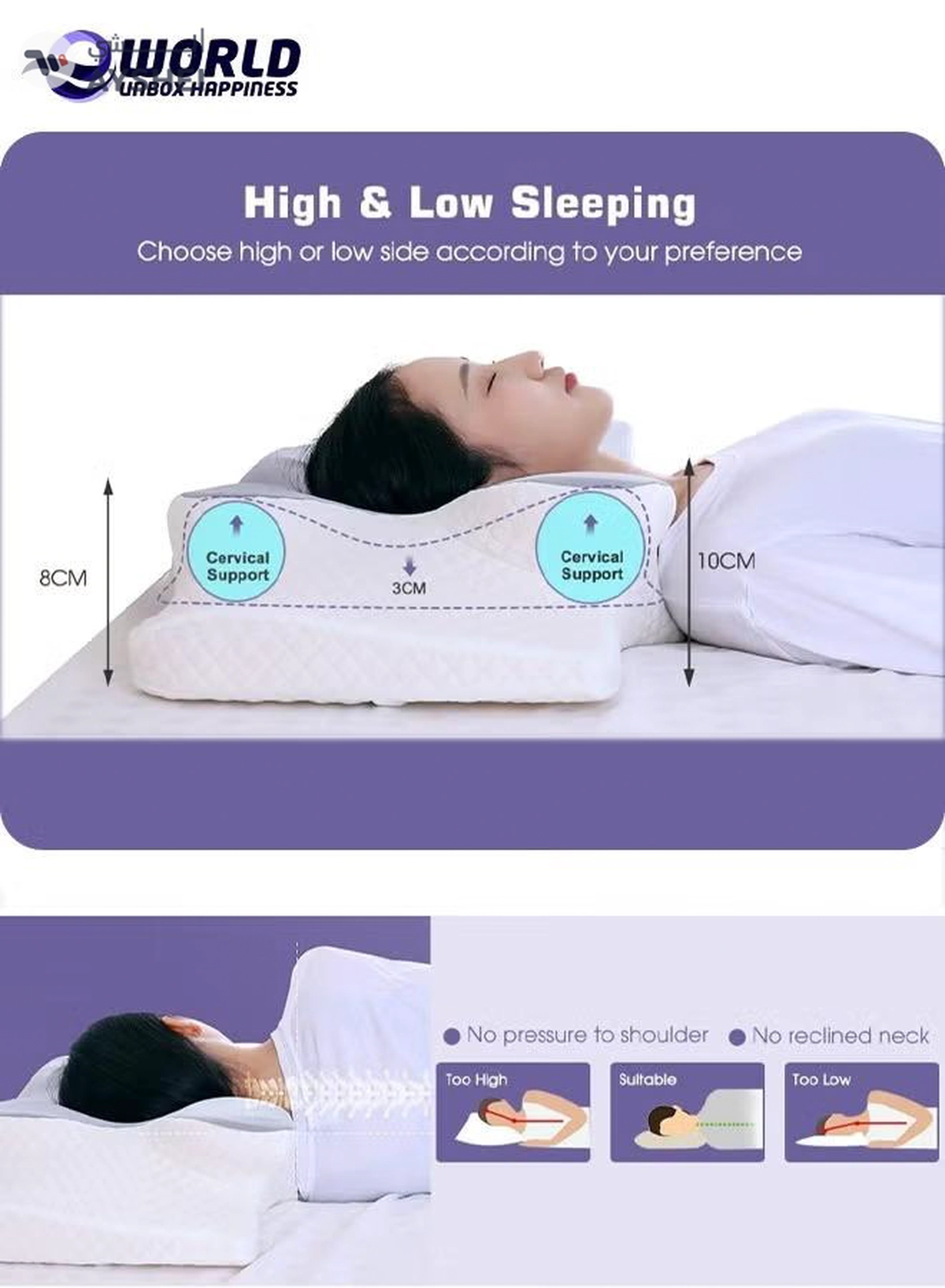 Eworld Memory Foam Butterfly-Shaped Cervical Pillow for Shoulder and Neck Pain Relief-3-3