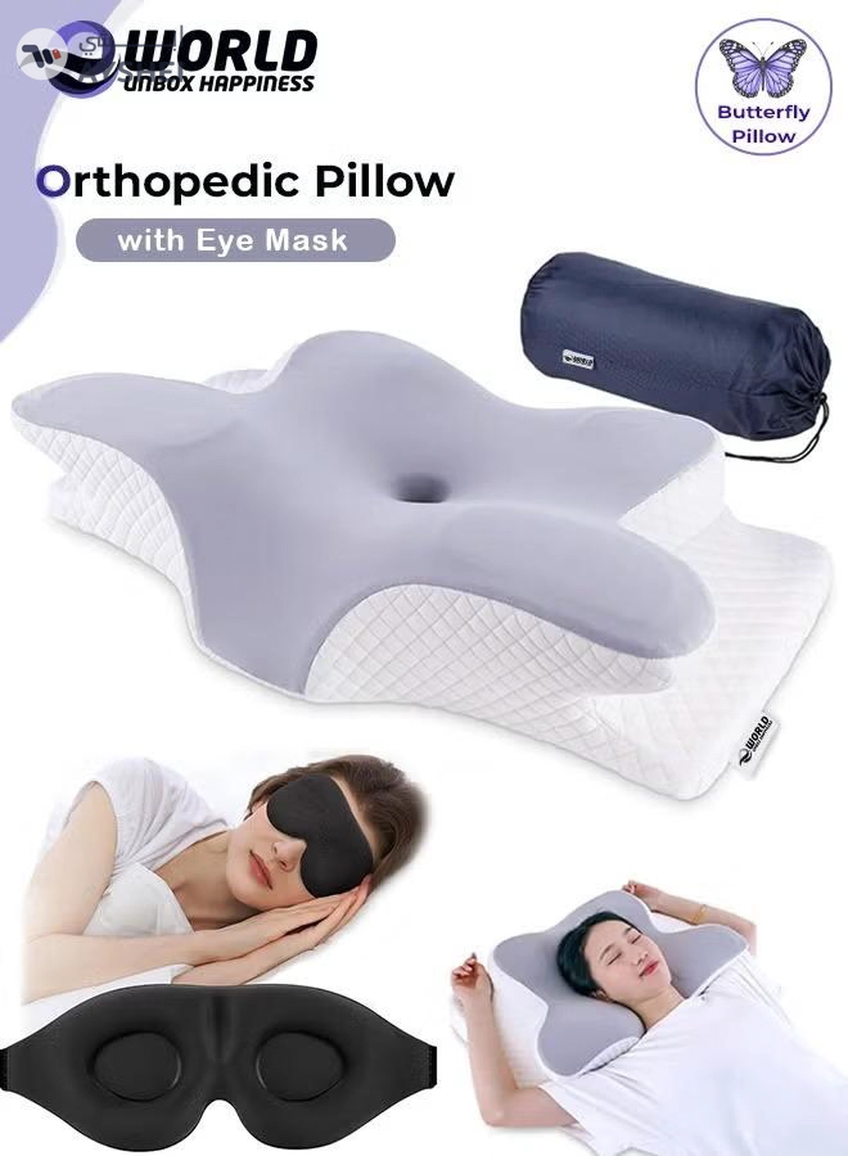 Eworld Memory Foam Butterfly-Shaped Cervical Pillow for Shoulder and Neck Pain Relief-4-4