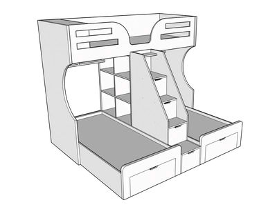 Ultra Bunk Bed with 3 Beds, Custom Made-4