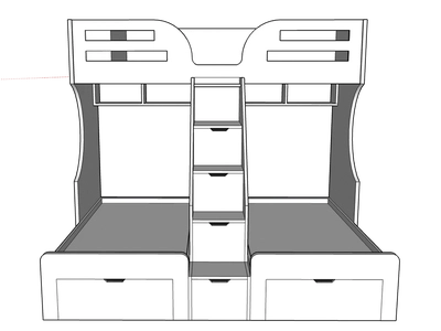 Ultra Bunk Bed with 3 Beds, Custom Made-0