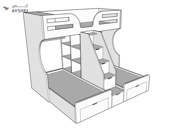 Ultra Bunk Bed with 3 Beds, Custom Made