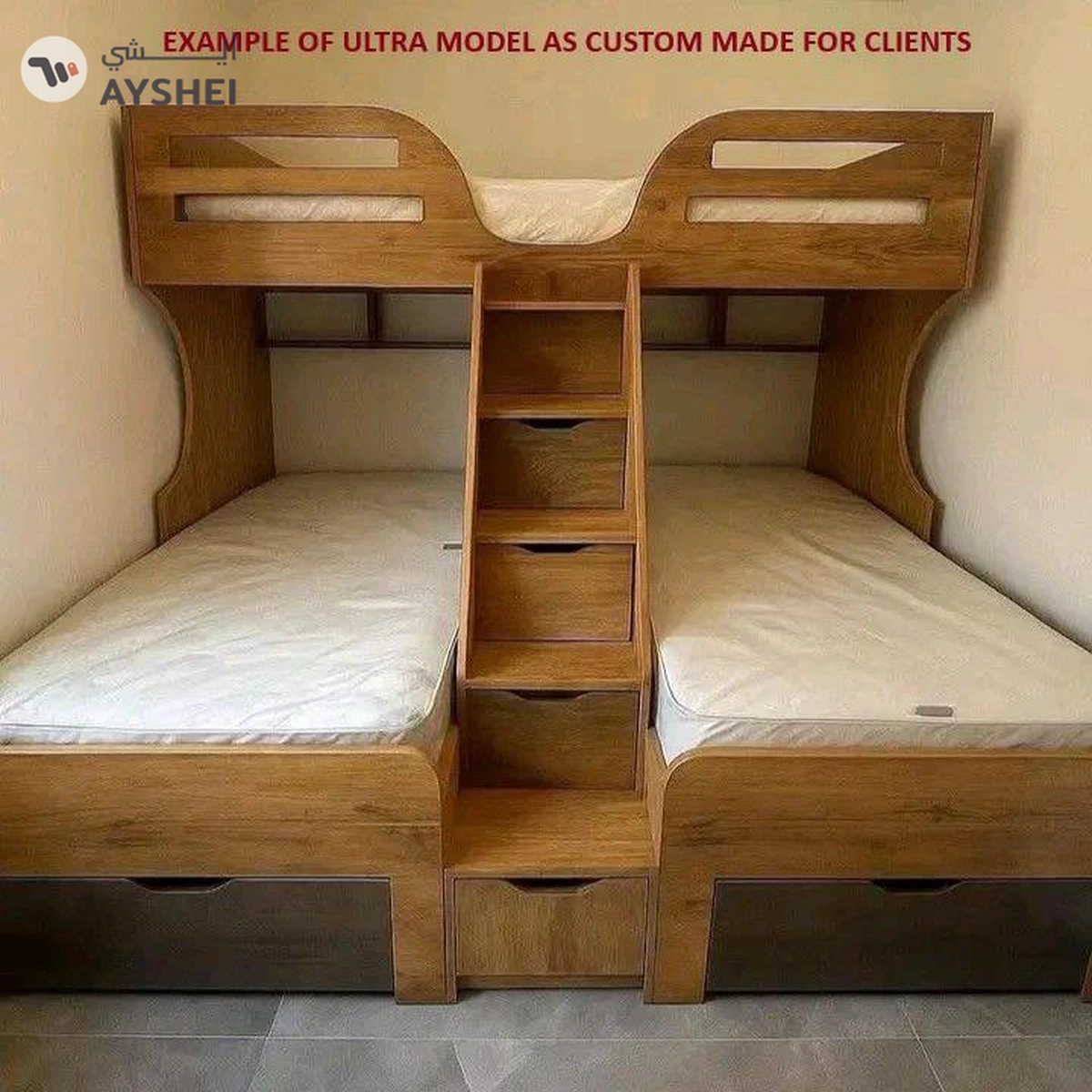 Ultra Bunk Bed with 3 Beds, Custom Made-3-3