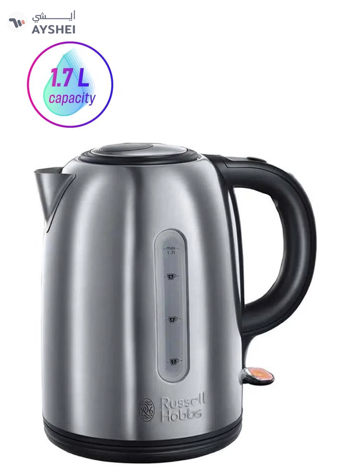 Russell Hobbs Snowdon Kettle , Stainless Steel, Rapid Boil, Perfect Pour, Auto Shut-Off, Cordless 1.7 L 3000 W 20441 Silver