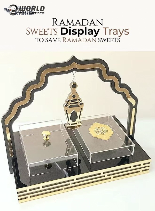 Eworld Ramadan Decorative Tray Ramazan Mubarak Dessert Serving Tableware Plates 
