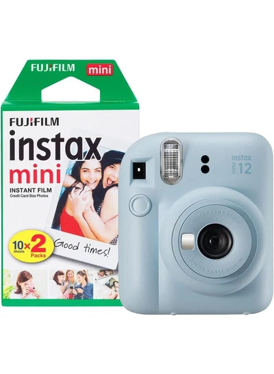 FUJIFILM Instax Mini 12 Instant Film Camera With Pack Of 20 Films Pastel Blue-0