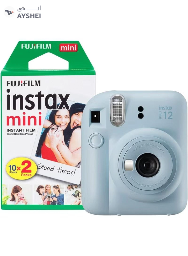 FUJIFILM Instax Mini 12 Instant Film Camera With Pack Of 20 Films Pastel Blue
