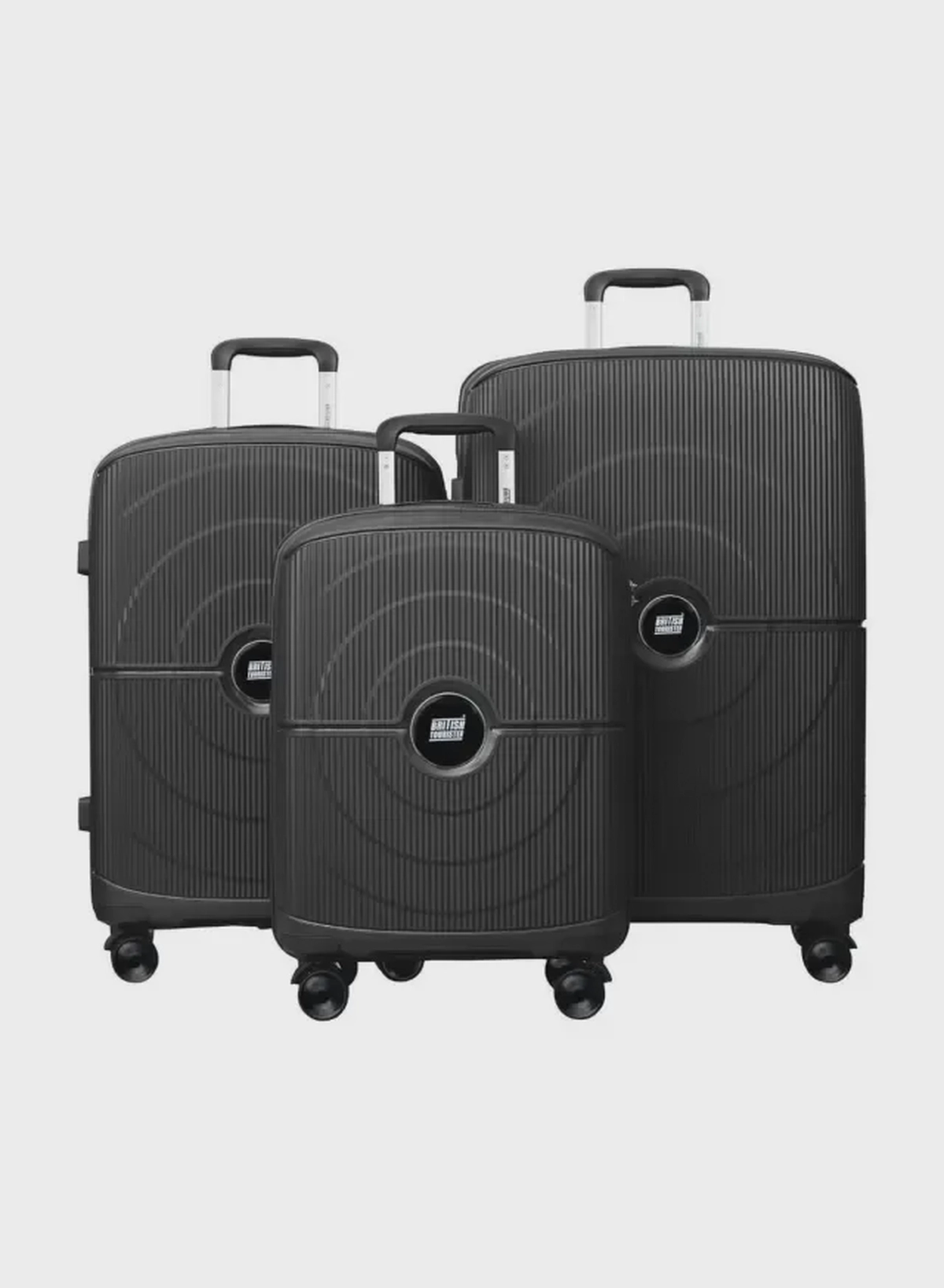 British Tourister Polypropylene Hardshell Luggage Set 3-Piece Spinner – TSA Approved Lock |Lightweight & Durable 20/24/28 Inch (Small, Medium, Large) – Black-0-0