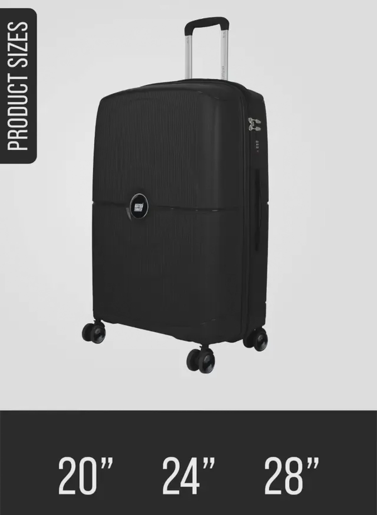 British Tourister Polypropylene Hardshell Luggage Set 3-Piece Spinner – TSA Approved Lock |Lightweight & Durable 20/24/28 Inch (Small, Medium, Large) – Black-1-1