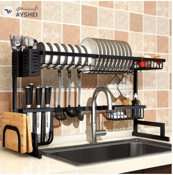DubaiGallery Dish Drying Rack Over Sink, Drainer Shelf for Kitchen Supplies Storage Counter Organizer Utensils Holder Stainless Steel Display- Kitchen Space Save Must Have