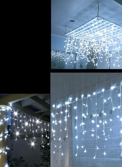Yuwell 16 Meter 250 LED String Lights Decoration Lights Cool White Light 8 Modes Led Light Clear Wire For Home Decorations Ramadan Lights Indoor & Outdoor Decoration Ramadan Decoration Light Diwali Lights Curtain Lights With 3-Pin UK Plug-1