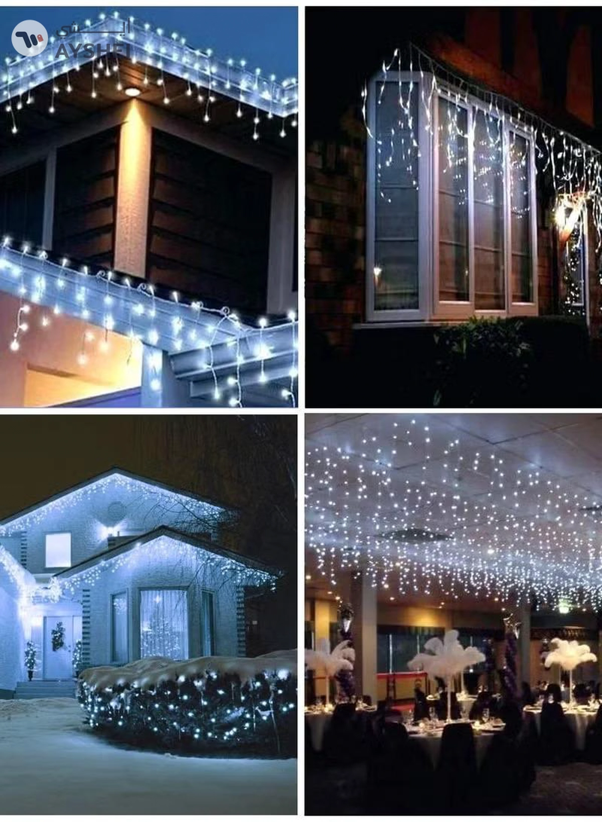 Yuwell 16 Meter 250 LED String Lights Decoration Lights Cool White Light 8 Modes Led Light Clear Wire For Home Decorations Ramadan Lights Indoor & Outdoor Decoration Ramadan Decoration Light Diwali Lights Curtain Lights With 3-Pin UK Plug-2-2