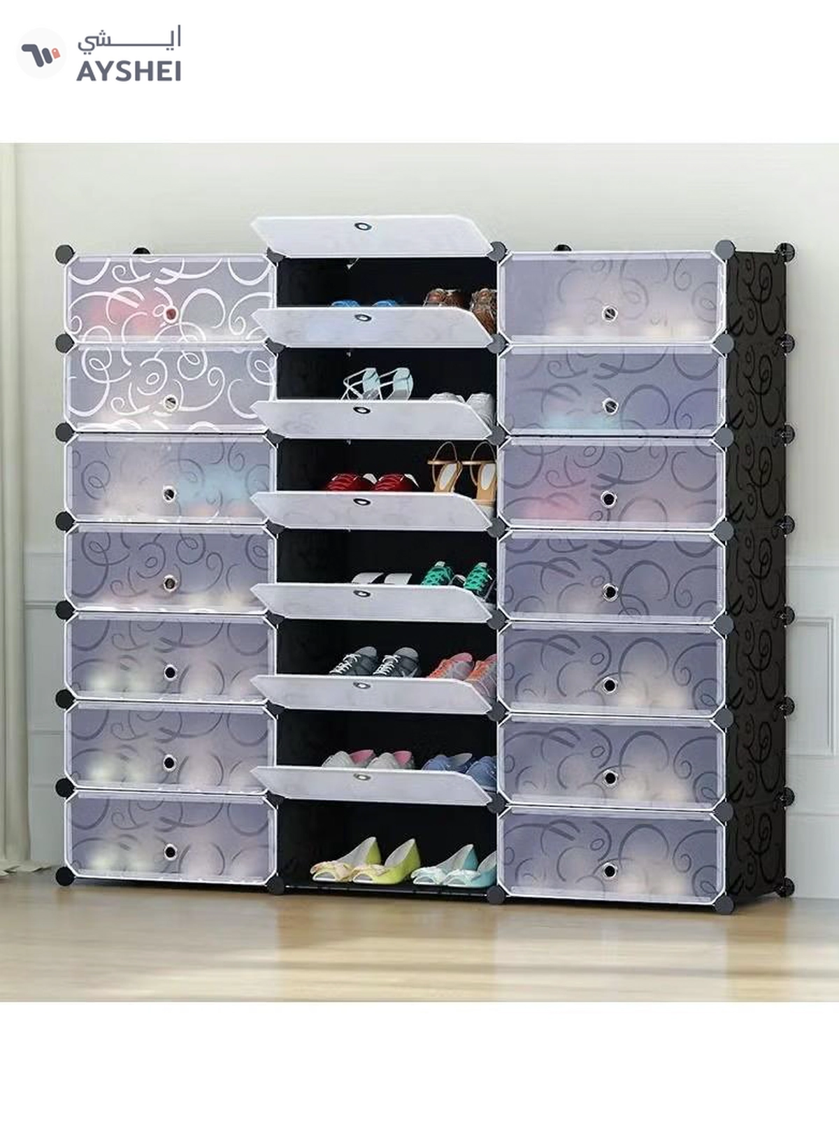 DubaiGallery 18 Cube Double Plastic Modular Storage Closet Organizer Cabinet Shoe Rack Cube-3-3