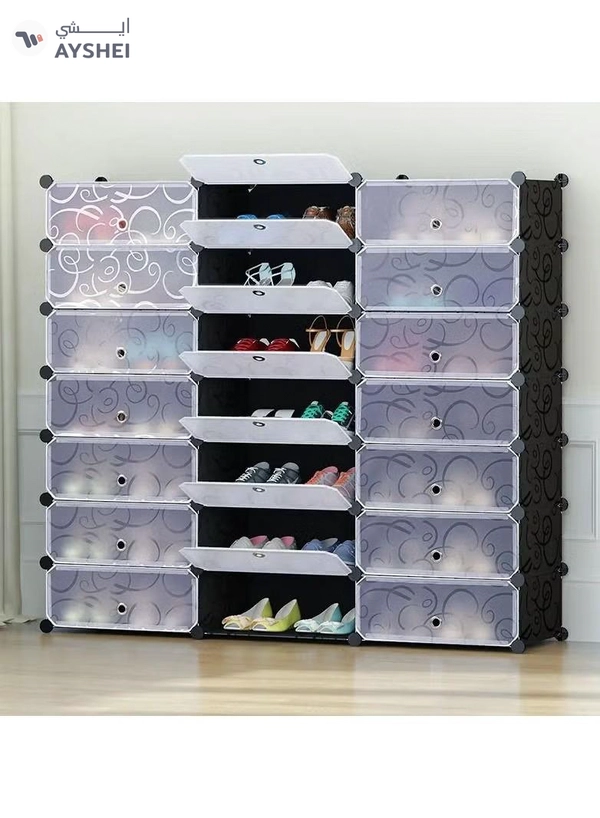 DubaiGallery 18 Cube Double Plastic Modular Storage Closet Organizer Cabinet Shoe Rack Cube
