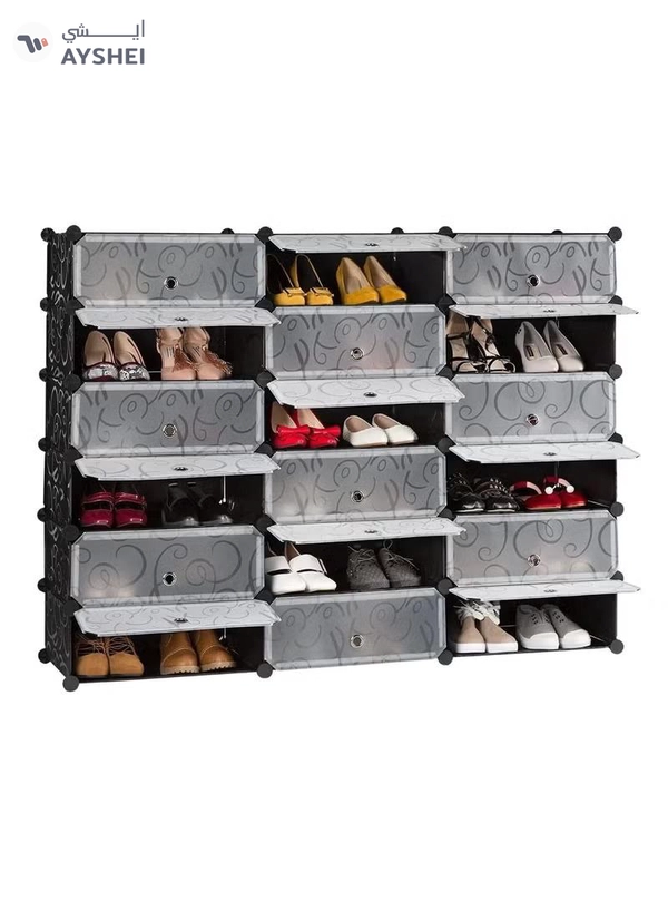 DubaiGallery 18 Cube Double Plastic Modular Storage Closet Organizer Cabinet Shoe Rack Cube