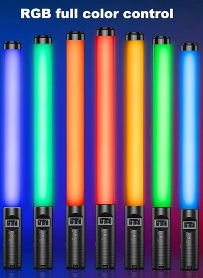Eworld Portable RGB Light Stick for Video and Photography, Handheld Full-Color Dimmable LED Wand-1