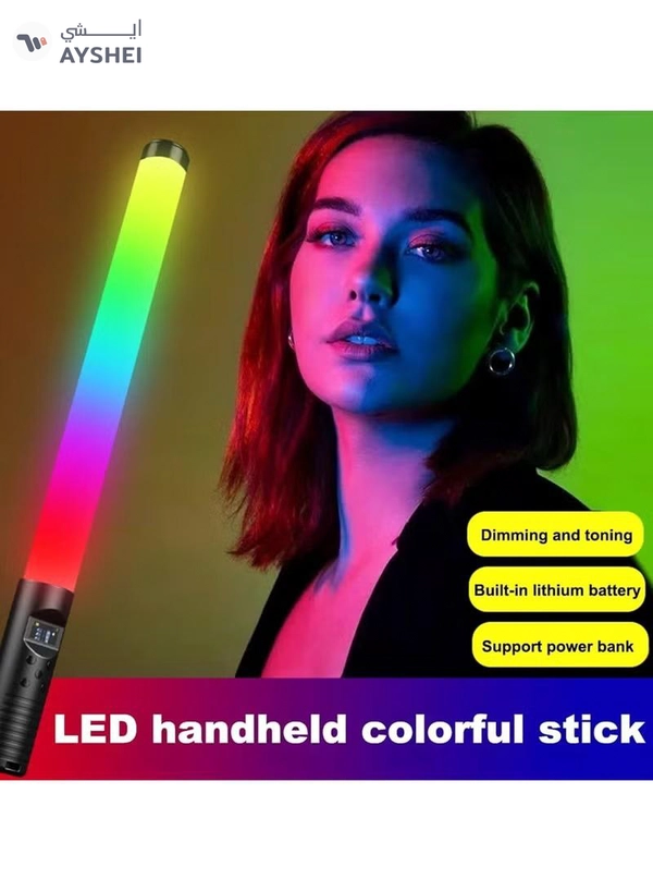 Eworld Portable RGB Light Stick for Video and Photography, Handheld Full-Color Dimmable LED Wand
